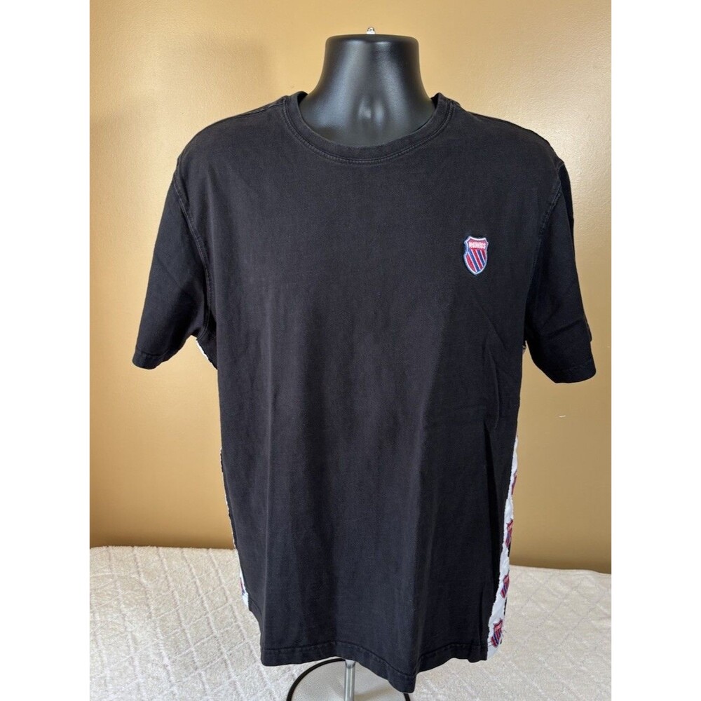 Vintage Y2K K-swiss Embroidered Logo Also Down Each Side Black Tee Men’s Size L